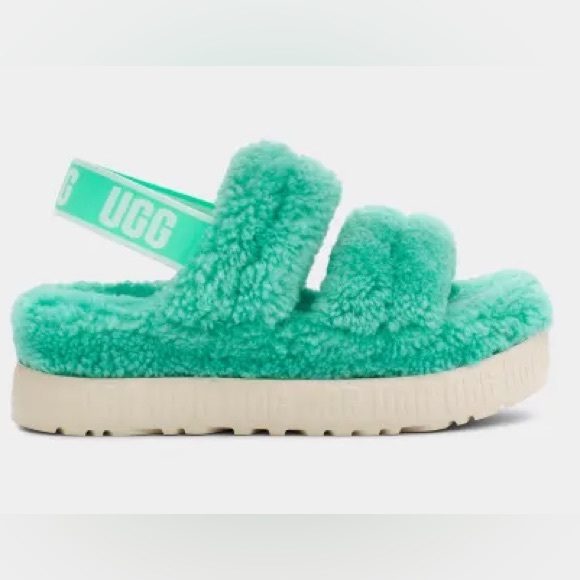 UGG Shoes - Ugg Oh Fluffita Strappy Sandal Slipper Slides, Green Size 9